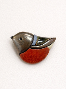 Брошь ручной работы Екатерина Юдо «Снегирь», красная, керамика