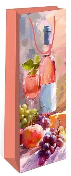 Пакет подарочный под бутылку Вино, фото 1.