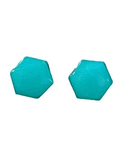 Серёжки-гвоздики «Соты», дерево, гипоаллергенный сплав, бирюзовые