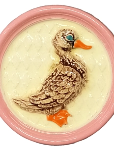 Панно ручной работы Фарфор Булыгина «Уточка», керамика, розовое, 8 см