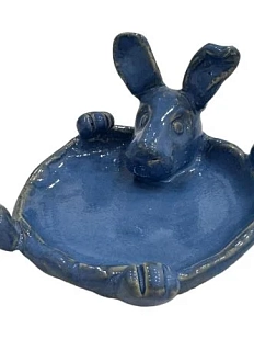 Подставка для украшений АН2К ручной работы  Заяц, керамика, 10 см