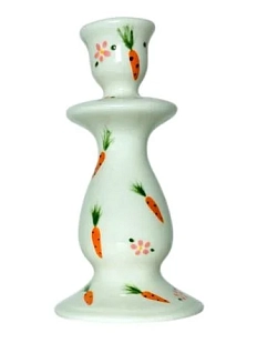 Подсвечник ручной работы Slowday Ceramics в морковку и розовые цветочки «Винтаж»