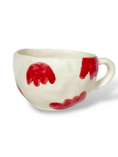 Кружка ручной работы Керамика Дарьи Карпиной «Красные тюльпаны», белая, 350 мл