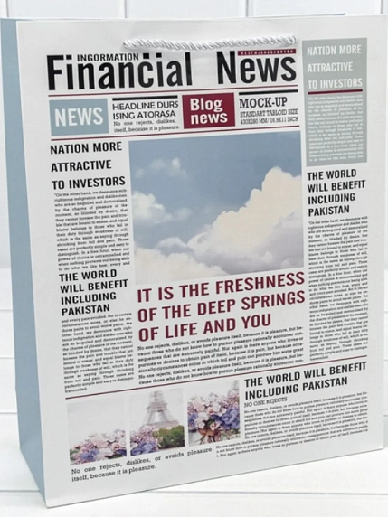 Пакет подарочный «Газета», 26х32 см, фото 4.