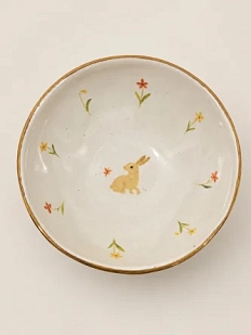 Пиала ручной работы Керумбия «Кролик», белая, керамика, 12 см