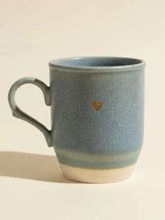 Кружка ручной работы Мастерская Виктории Нор «Сердечко», голубая, керамика, 200 мл