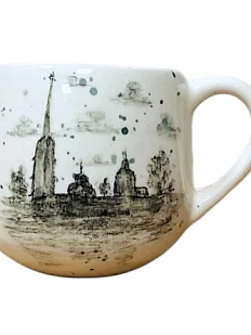 Кружка ручной работы Верба керамика «Дремлет притихший северный город», круглая, керамика, 250 мл