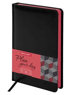 Ежедневник недатированный BRAUBERG «Rainbow», чёрно-красный, А5