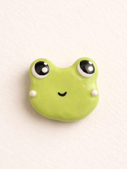 Брошь Радость Рядом «Лягушонок», полимерная глина, зеленая, фото 1.