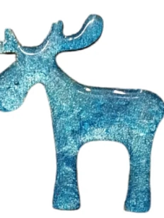 Брошь ручной работы «Лось», голубая, дерево