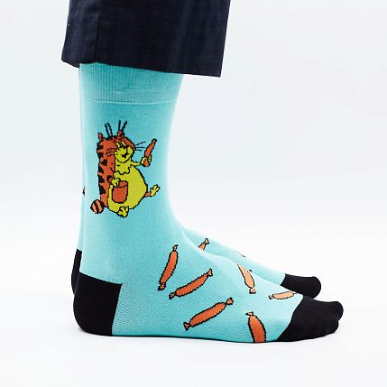 Носки «Нас и здесь неплохо кормят», р-р 42-46, бирюзовые, фото 3.