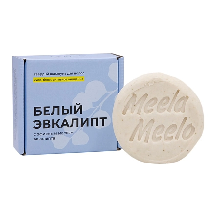 Твердый шампунь Meela Meelo «Белый эвкалипт», с травянистым ароматом, фото 1.