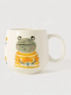 Кружка ручной работы Ким керамика с росписью Лягушка с облепихой, фарфор, 350 мл