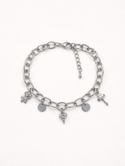 Браслет цепь с подвесами «Сердце, ключ» Мигетт, фото 1.