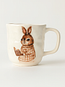 Кружка ручной работы с росписью Зайка с книжкой, фарфор, 350 мл, превью фото 1