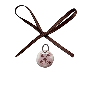 Чокер ручной работы на ленточке «Бабочка», керамика, розово-коричневый, фото 1.