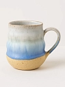 Кружка ручной работы волнистая, бело-синий градиент, керамика, 350 мл, превью фото 1