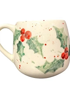 Кружка ручной работы Верба керамика «Остролист», круглая, белая, керамика, 250 мл