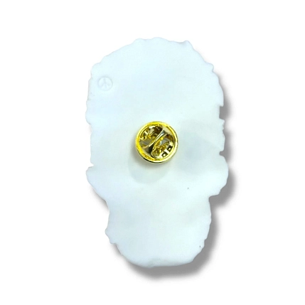 Брошь ручной работы Фарфор Булыгина «Череп» большая, бело-золотистая, фото 4.