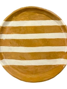 Тарелка ручной работы Малёма с росписью Полосы, коричневая, керамика, 14,5 см