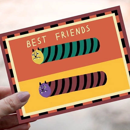 Открытка Валя Карнавалова «Best friends», А6, односторонняя, фото 2.