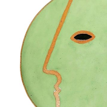 Панно керамическое ручной работы «Лицо девушки», зелёное, 25 см, фото 2.