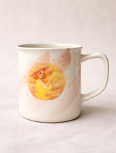 Кружка ручной работы Анна Герман «Рыжая девушка», бело-розовая в крапинку, фарфор, 300 мл