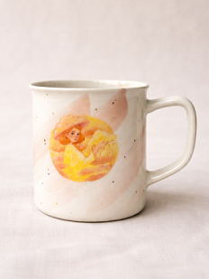 Кружка ручной работы «Рыжая девушка», бело-розовая в крапинку, фарфор, 300 мл