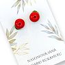 Серьги-гвоздики «Брусника с листочком», полимерная глина, превью фото 2