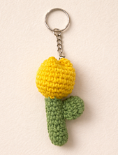 Вязаный брелок Цилинская «Тюльпан», желтый, 7 см