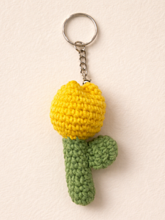 Вязаный брелок Цилинская «Тюльпан», желтый, 7 см