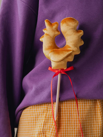 Волшебная палочка «Петушок», бархатная, золотистая, фото 2.