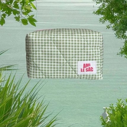 Мини-кошелёк ручной работы АМИ (Ami lé sac), зелёная клетка, фото 1.