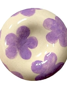 Подсвечник ручной работы «Цветочки», сиреневый, керамика