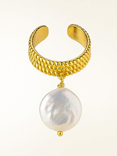 Кольцо с подвеской из барочного жемчуга не замкнутые «Old Money»