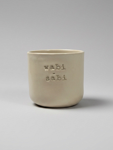 Стакан ручной работы с надписью «Wabi-sabi», бежевый, керамика, 350 мл