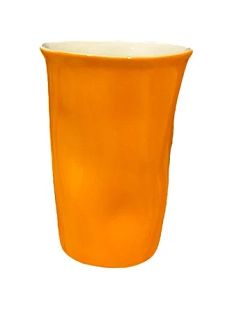 Мятый стакан ручной работы ММ керамика оранжневый, 200 мл