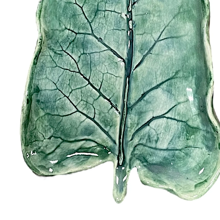 Тарелка ручной работы Чашки и поцелуи «Лист», полуфарфор, 21 см, фото 2.