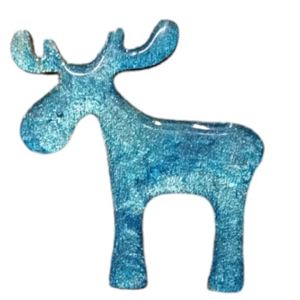 Брошь ручной работы «Лось», голубая, дерево, фото 1.