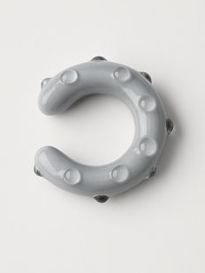 Кафф глянцевый, стекло, серый в объёмный горошек