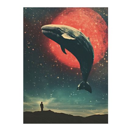 3D Стикер на телефон «Космический кит», синий, объёмный, фото 1.