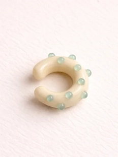 Кафф Лампджой глянцевый, стекло, белый в голубой горошек