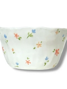 Пиала ручной работы «Разноцветные цветочки», керамика, 12 см