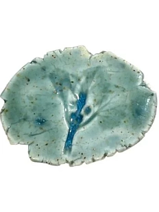 Брошь ручной работы «Лист», изумрудная, керамика