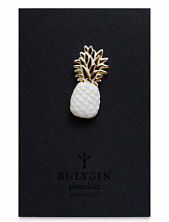Брошь ручной работы Bulygin «Ананас», фарфор, бело-золотистая