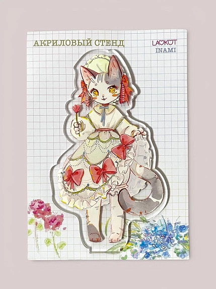 Акриловая статуэтка Лавкот «Кошечка в летнем наряде», 13см, фото 1.