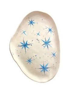 Блюдце ручной работы Верба керамика Звёздочки, керамика, 14 см