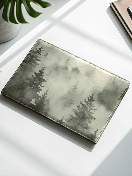 Обложка на студенческий билет «Туманный лес», экокожа, фото 2.