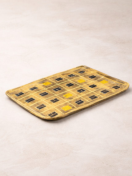 Тарелка ручной работы «Панелька», серая, керамика, фото 2.