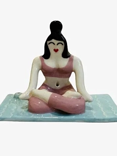 Подставка под благовония «Йогиня в позе лотоса на голубом коврике»